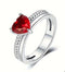 2 Band Studded Red Heart Diamond (Silver)