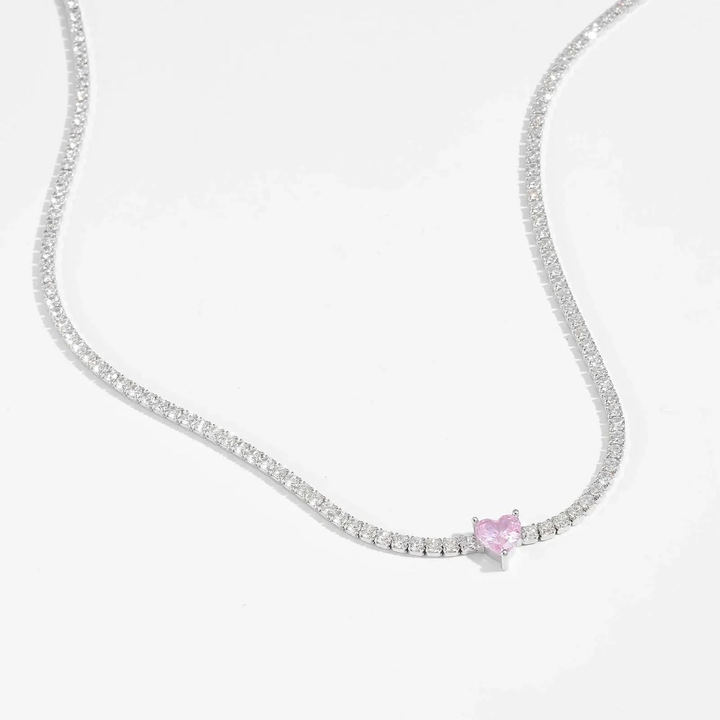 Sparkling Heart Tennis Necklace