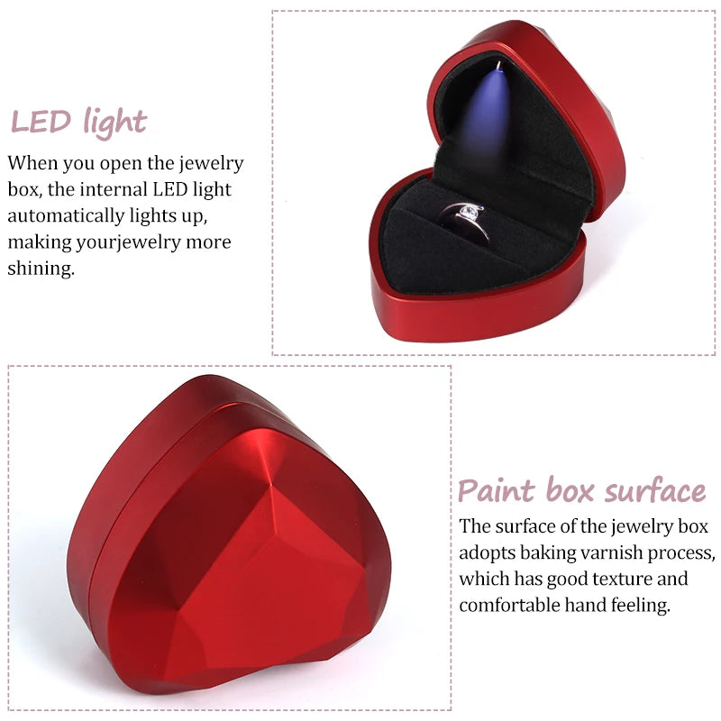 Sparkling Heart LED Ring Box