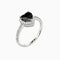 Large Black Heart Diamond Studded (Silver)