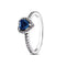 Large Blue Heart Diamond Studded (Silver)