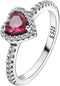 Large Red Heart Diamond Studded (Silver)